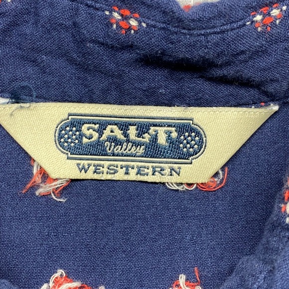 Salt Valley Western Long Sleeve Snap Front Shirt Blue Geometric Print Mens M - Picture 3 of 16
